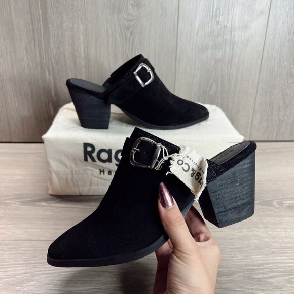 rag & bone Shoes - Rag & Co Grey Black Darcie Buckle Mules NWT Various Sizes